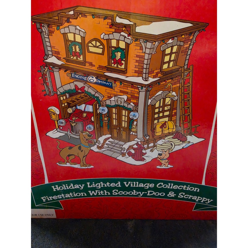 Vintage Warner Bros. Scooby-Doo Holiday Lighted Village Firestation Engine 6